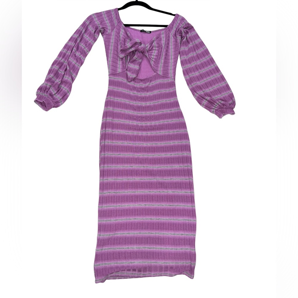 Purple middle long sleeve dress